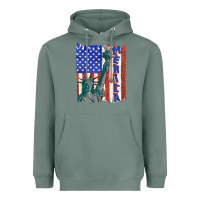Sage usa flag with statue of liberty Heavyweight Hoodie - texasbilliewilder