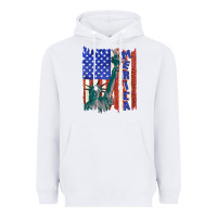 White usa flag with statue of liberty Heavyweight Hoodie - texasbilliewilder
