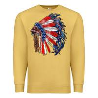 Antique Gold american flag indian headdress Premium Sweatshirt - RanaPortraitStore