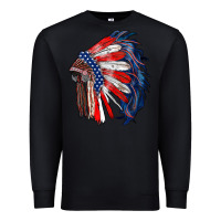Black american flag indian headdress Premium Sweatshirt - RanaPortraitStore