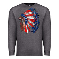 Charcoal Heather american flag indian headdress Premium Sweatshirt - RanaPortraitStore