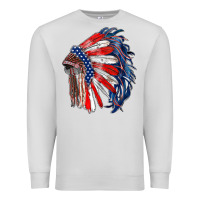 Dove Grey american flag indian headdress Premium Sweatshirt - RanaPortraitStore