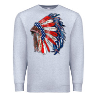 Heather Grey american flag indian headdress Premium Sweatshirt - RanaPortraitStore