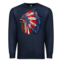 Navy american flag indian headdress Premium Sweatshirt - RanaPortraitStore