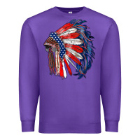 Purple american flag indian headdress Premium Sweatshirt - RanaPortraitStore