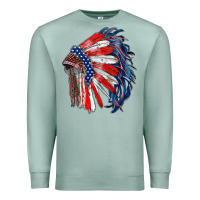 Seafoam american flag indian headdress Premium Sweatshirt - RanaPortraitStore