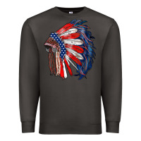 Smoke american flag indian headdress Premium Sweatshirt - RanaPortraitStore