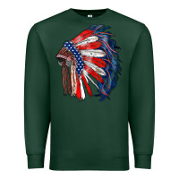 Sports Green american flag indian headdress Premium Sweatshirt - RanaPortraitStore