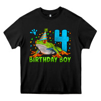Black birthday boy frog age 4 Heavy Core Tee - LillyAllenDesigns