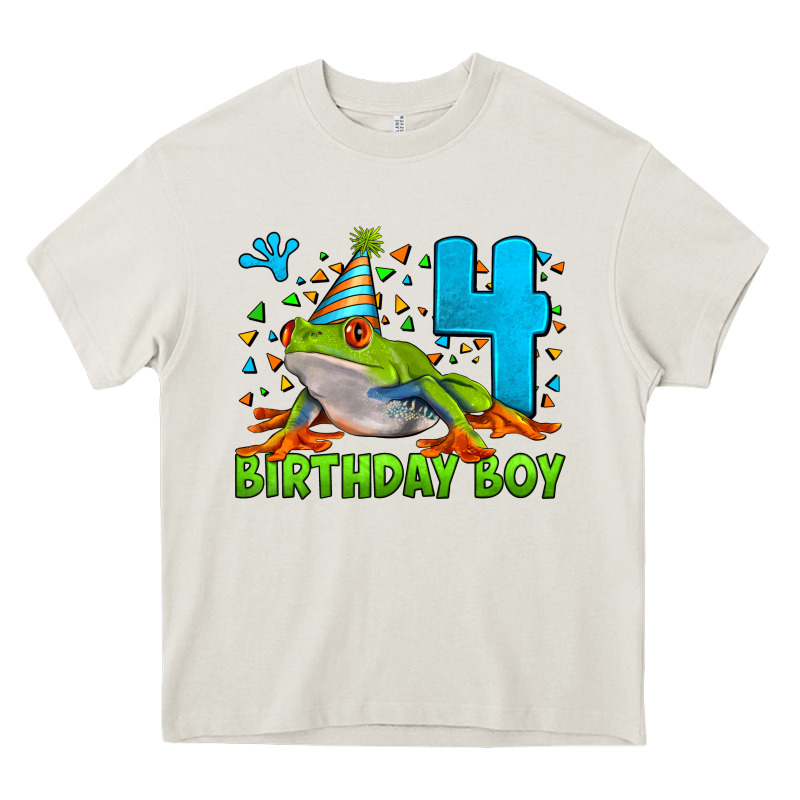 Birthday Boy Frog Age 4 Heavy Core Tee by LillyAllenDesigns | Teevron