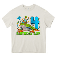 Cream birthday boy frog age 4 Heavy Core Tee - LillyAllenDesigns