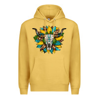 Antique Gold bull skull gemstone cactus leopard sunflower Premium Hoodie - Artiststas