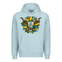 Blue Mist bull skull gemstone cactus leopard sunflower Premium Hoodie - Artiststas