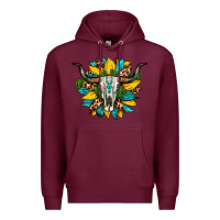 Burgundy bull skull gemstone cactus leopard sunflower Premium Hoodie - Artiststas