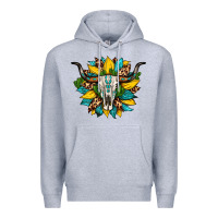 Heather Grey bull skull gemstone cactus leopard sunflower Premium Hoodie - Artiststas