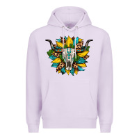 Lilac bull skull gemstone cactus leopard sunflower Premium Hoodie - Artiststas