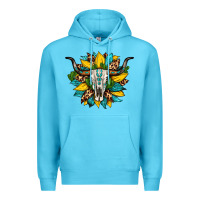 Ocean Blue bull skull gemstone cactus leopard sunflower Premium Hoodie - Artiststas