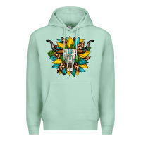 Seafoam bull skull gemstone cactus leopard sunflower Premium Hoodie - Artiststas