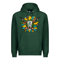 Sports Green bull skull gemstone cactus leopard sunflower Premium Hoodie - Artiststas