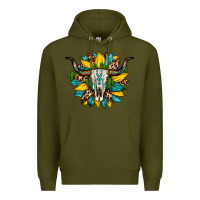 Army Green bull skull gemstone cactus leopard sunflower Premium Hoodie - Artiststas