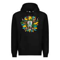 Black bull skull gemstone cactus leopard sunflower Premium Hoodie - Artiststas