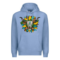 Colony Blue bull skull gemstone cactus leopard sunflower Premium Hoodie - Artiststas