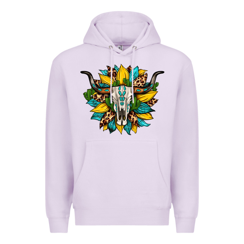 Bull Skull Gemstone Cactus Leopard Sunflower Premium Hoodie by Artiststas | Teevron