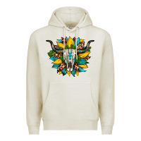 Oatmeal Heather bull skull gemstone cactus leopard sunflower Premium Hoodie - Artiststas
