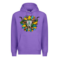 Purple bull skull gemstone cactus leopard sunflower Premium Hoodie - Artiststas