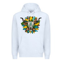 White bull skull gemstone cactus leopard sunflower Premium Hoodie - Artiststas