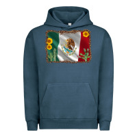 Pigment Midnight Navy mexico flag sunflower cactus Urban Hoodie - AdoDesignShop