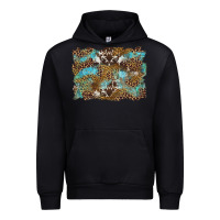 Western Leopards And Turquoise With Cowhide Background Urban Hoodie | Teevron
