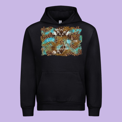 Western Leopards And Turquoise With Cowhide Background Urban Hoodie Designed By Artiststas
