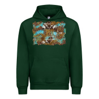 Forest Green western leopards and turquoise with cowhide background Urban Hoodie - Artiststas