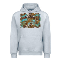 Heather Grey western leopards and turquoise with cowhide background Urban Hoodie - Artiststas