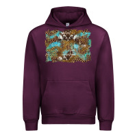 Mauve Wine western leopards and turquoise with cowhide background Urban Hoodie - Artiststas