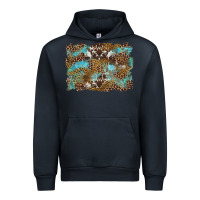 Navy western leopards and turquoise with cowhide background Urban Hoodie - Artiststas