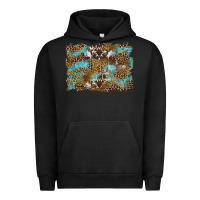 Pigment Black western leopards and turquoise with cowhide background Urban Hoodie - Artiststas