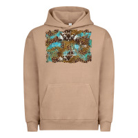 Pigment Burro western leopards and turquoise with cowhide background Urban Hoodie - Artiststas