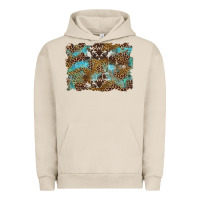 Pigment French Oak western leopards and turquoise with cowhide background Urban Hoodie - Artiststas