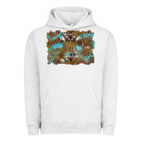 Pigment Lunar Rock western leopards and turquoise with cowhide background Urban Hoodie - Artiststas