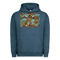 Pigment Midnight Navy western leopards and turquoise with cowhide background Urban Hoodie - Artiststas