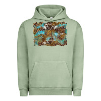 Pigment Oil Green western leopards and turquoise with cowhide background Urban Hoodie - Artiststas
