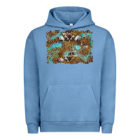 Pigment Pebble Blue western leopards and turquoise with cowhide background Urban Hoodie - Artiststas