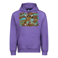 Tulip western leopards and turquoise with cowhide background Urban Hoodie - Artiststas