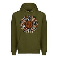 Army Green cowhide leopard aztec sunflower Premium Hoodie - Artiststas