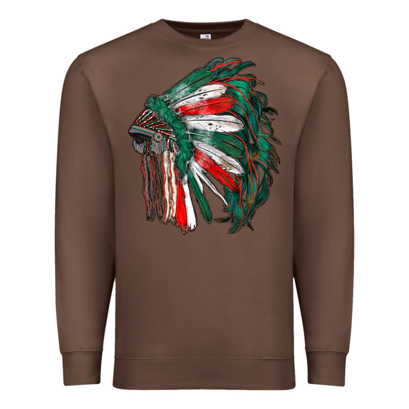 Mexican Flag Indian Headdress Premium Sweatshirt by RanaPortraitStore | Teevron