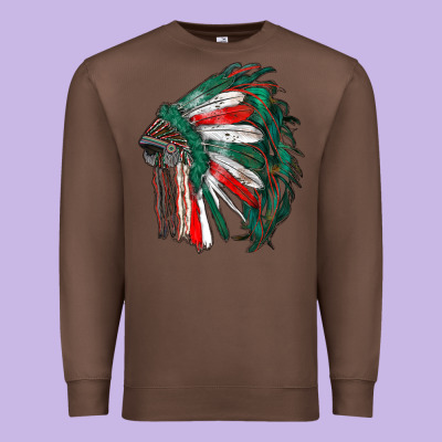 Mexican Flag Indian Headdress Premium Sweatshirt Designed By Ranaportraitstore