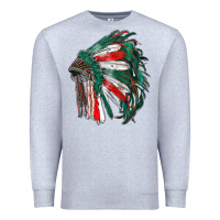 Heather Grey mexican flag indian headdress Premium Sweatshirt - RanaPortraitStore