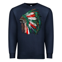 Navy mexican flag indian headdress Premium Sweatshirt - RanaPortraitStore